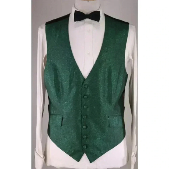 Edward Sexton Savile Row Custom Made for Adam Lambert Green Glitter 3Pc Suit 42L - Picture 11 of 14